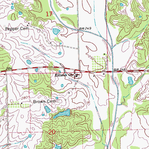 Topographic Map of Ellison Church, MS
