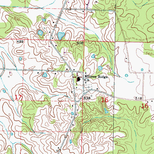 Topographic Map of Ellison Ridge Church, MS