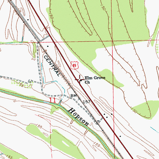 Topographic Map of Elm Grove Church, MS