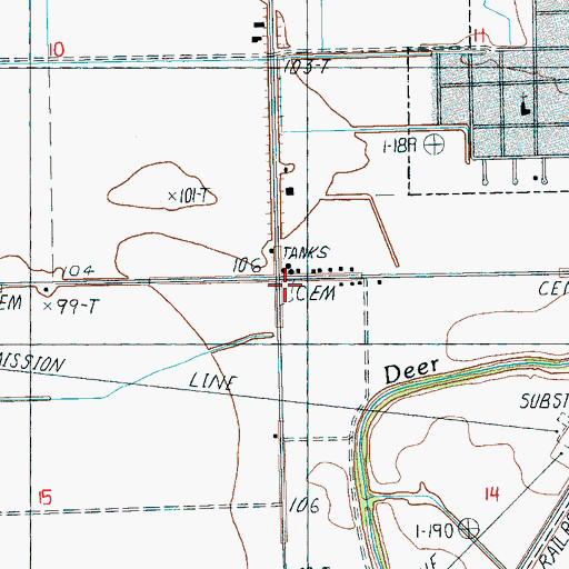 Topographic Map of Elmwood Cemetery, MS