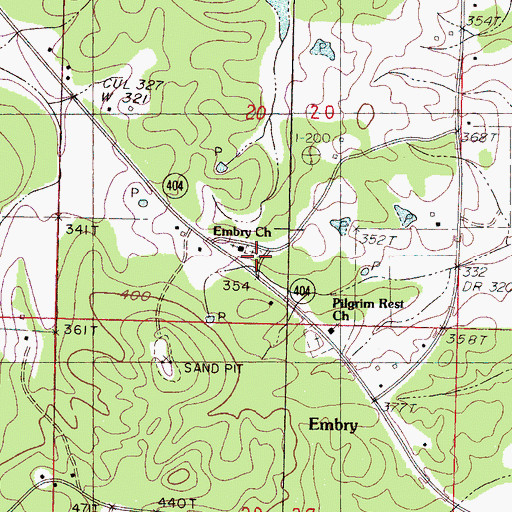 Topographic Map of Embry Church, MS