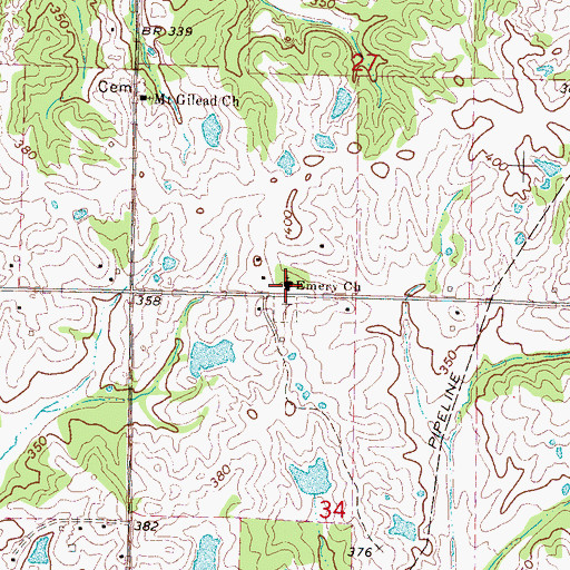 Topographic Map of Emery Church, MS