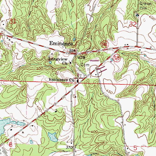 Topographic Map of Eminence United Methodist Church, MS