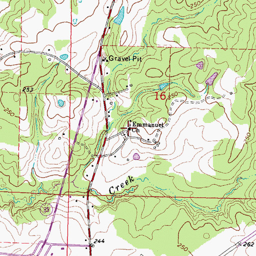 Topographic Map of Emmanuel Church, MS