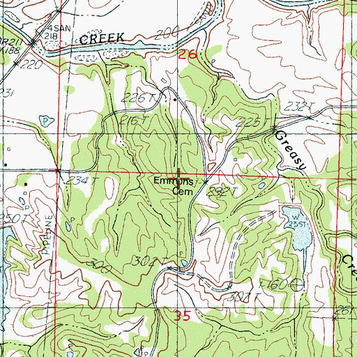 Topographic Map of Emmons Cemetery, MS
