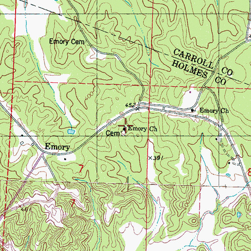 Topographic Map of Emory Church, MS