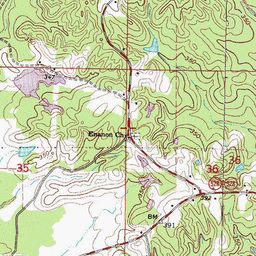 Topographic Map of Enon Missionary Baptist Church, MS