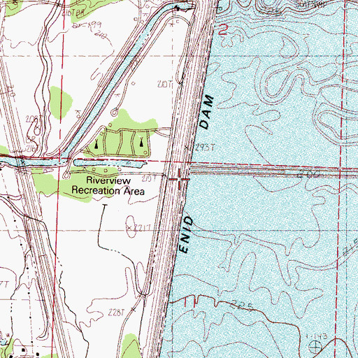 Topographic Map of Enid Dam, MS