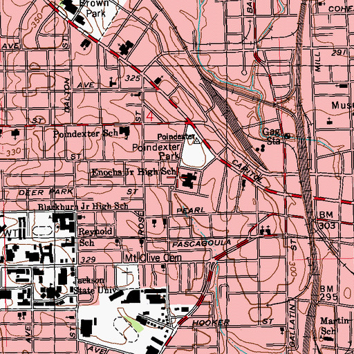 Topographic Map of Enochs Junior High School, MS