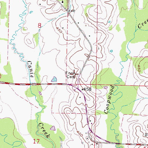 Topographic Map of Enon Cemetery, MS