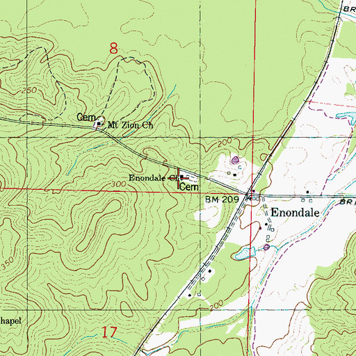Topographic Map of Enondale Church, MS