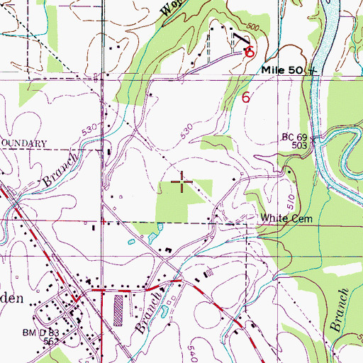 Topographic Map of Epps Cemetery, MS