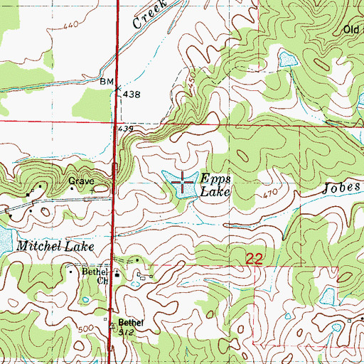 Topographic Map of Epps Lake, MS