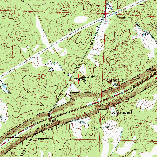 Topographic Map of Epworth Church, MS