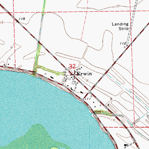 Topographic Map of Erwin, MS