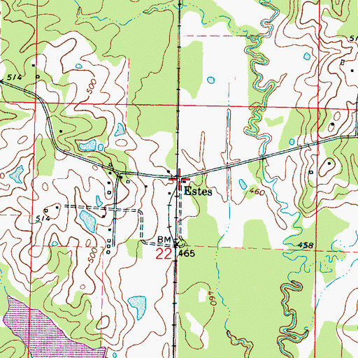 Topographic Map of Estes, MS