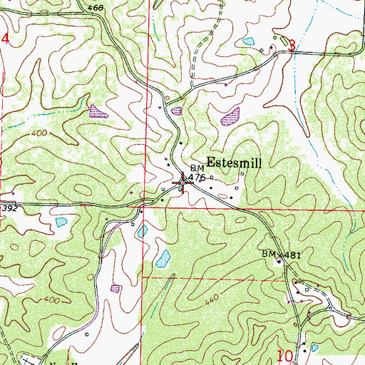 Topographic Map of Estesmill, MS