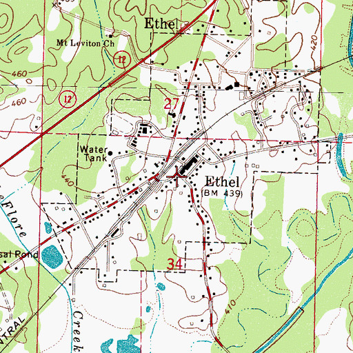Topographic Map of Ethel, MS