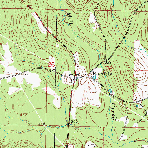 Topographic Map of Eucutta, MS