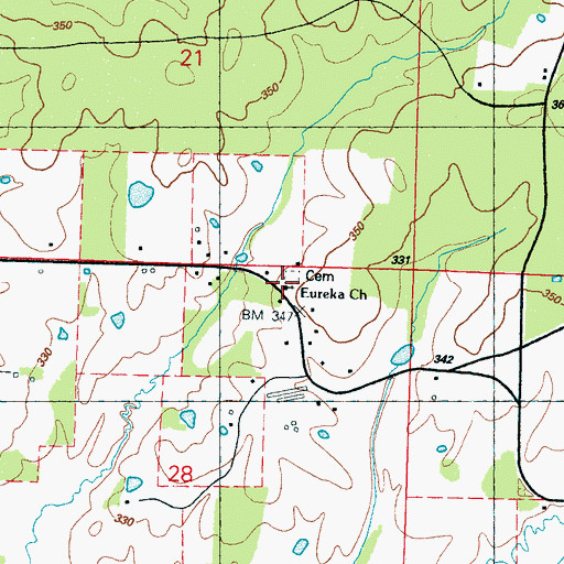 Topographic Map of Eureka Church, MS