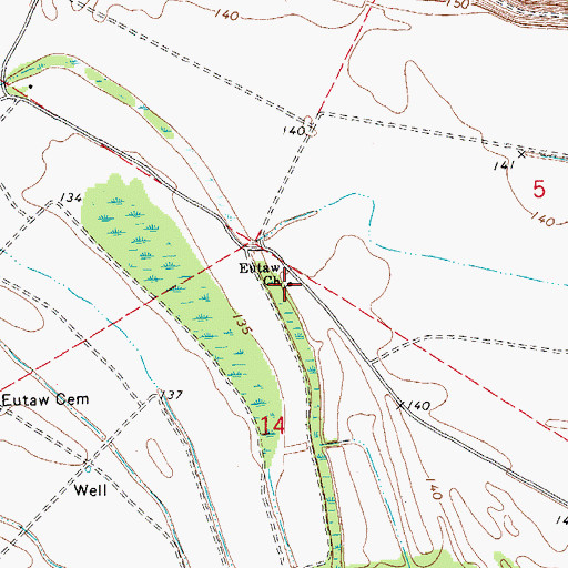 Topographic Map of Eutaw Church, MS