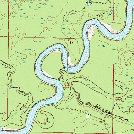 Topographic Map of Evans Creek, MS