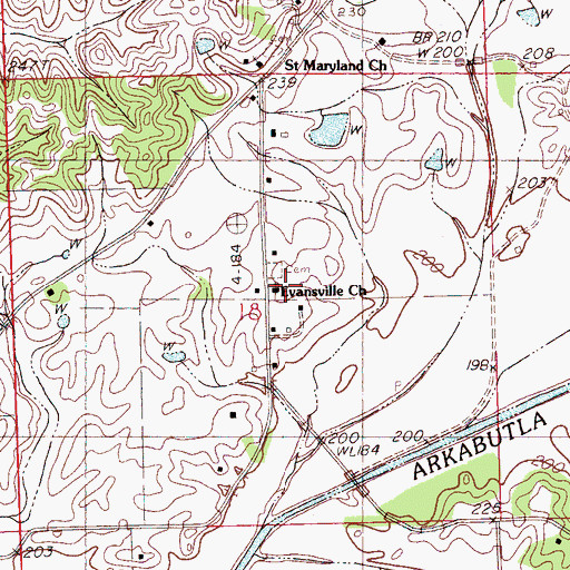 Topographic Map of Evansville Church, MS