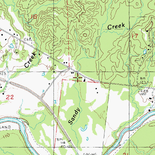 Topographic Map of Evening Star Church, MS