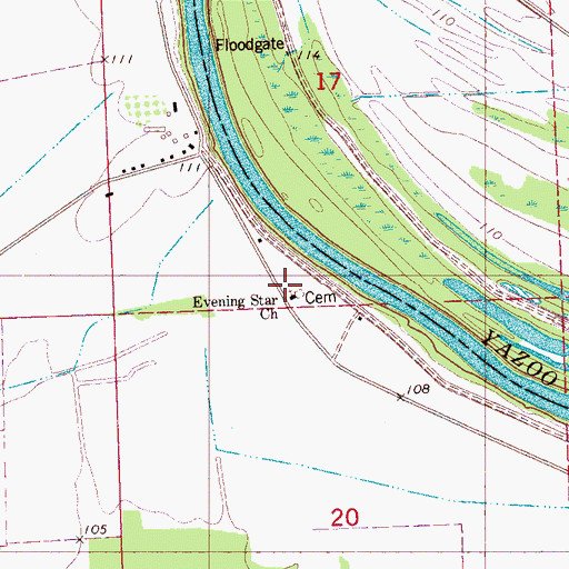 Topographic Map of Evening Star Church, MS