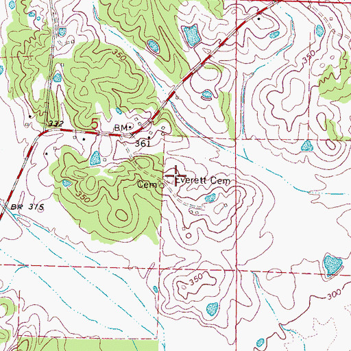 Topographic Map of Everett Cemetery, MS