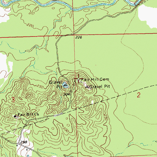 Topographic Map of Fair Hill Cemetery, MS