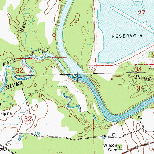 Topographic Map of Fair River, MS