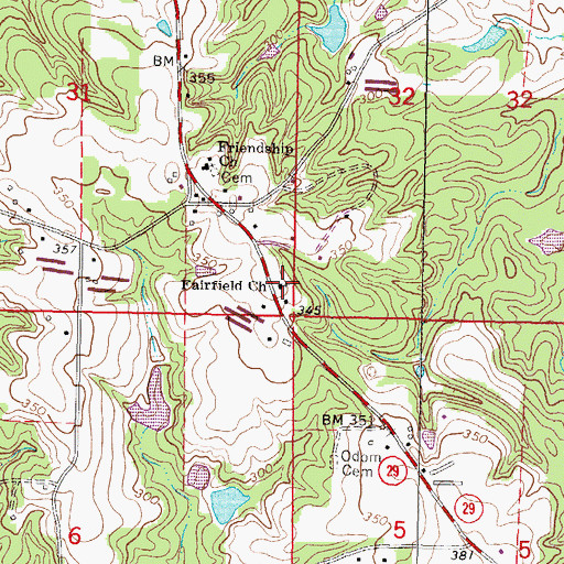 Topographic Map of Fairfield Church, MS
