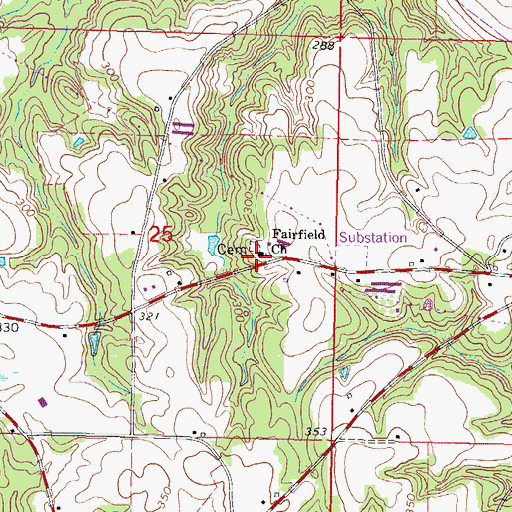 Topographic Map of Fairfield Church, MS