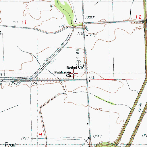 Topographic Map of Fairhaven Church, MS