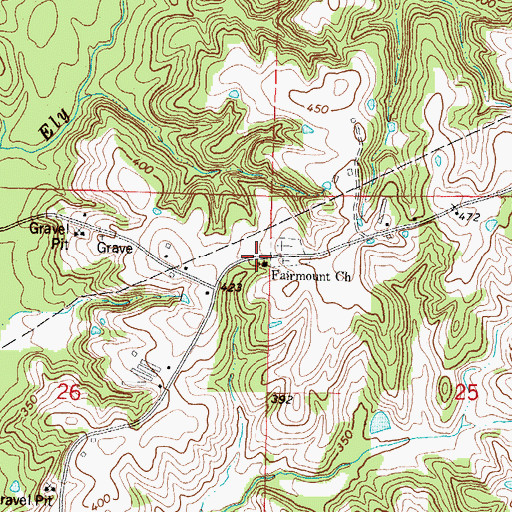 Topographic Map of Fairmount Church, MS