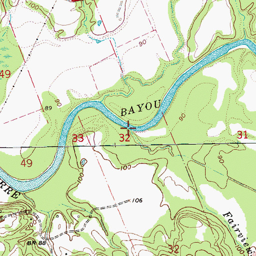 Topographic Map of Fairview Branch, MS