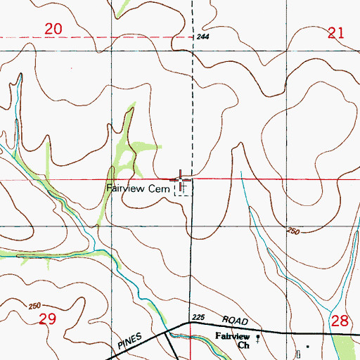 Topographic Map of Fairview Cemetery, MS