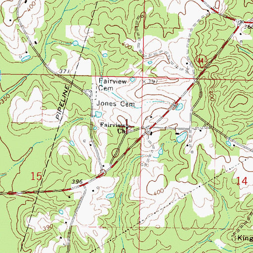 Topographic Map of Fairview Church, MS