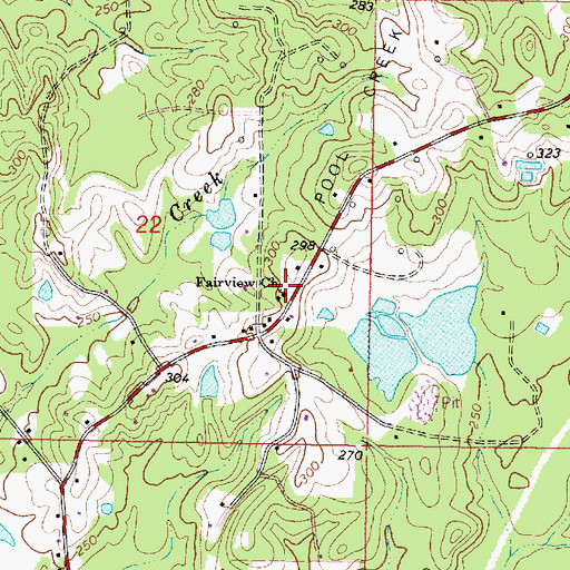 Topographic Map of Fairview Church, MS