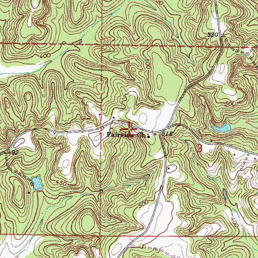 Topographic Map of Fairview Church, MS