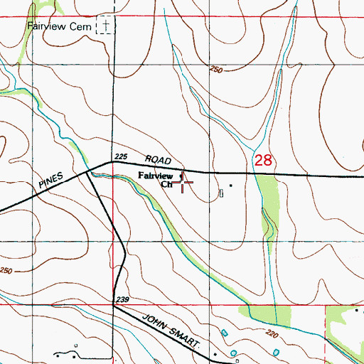 Topographic Map of Fairview Church, MS