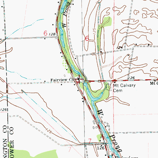 Topographic Map of Fairview Church, MS
