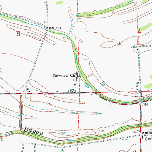 Topographic Map of Fairview Church, MS
