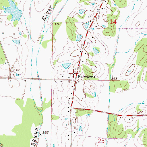 Topographic Map of Fairview Church, MS
