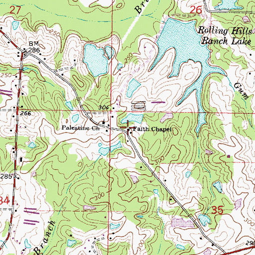 Topographic Map of Faith Chapel, MS