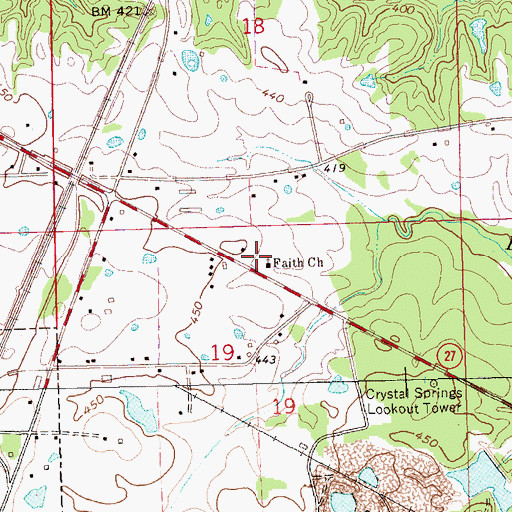 Topographic Map of Faith Church, MS
