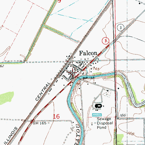 Topographic Map of Falcon, MS