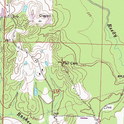Topographic Map of Fall Cemetery, MS