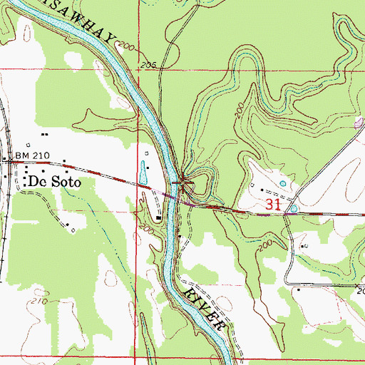 Topographic Map of Fallen Creek, MS